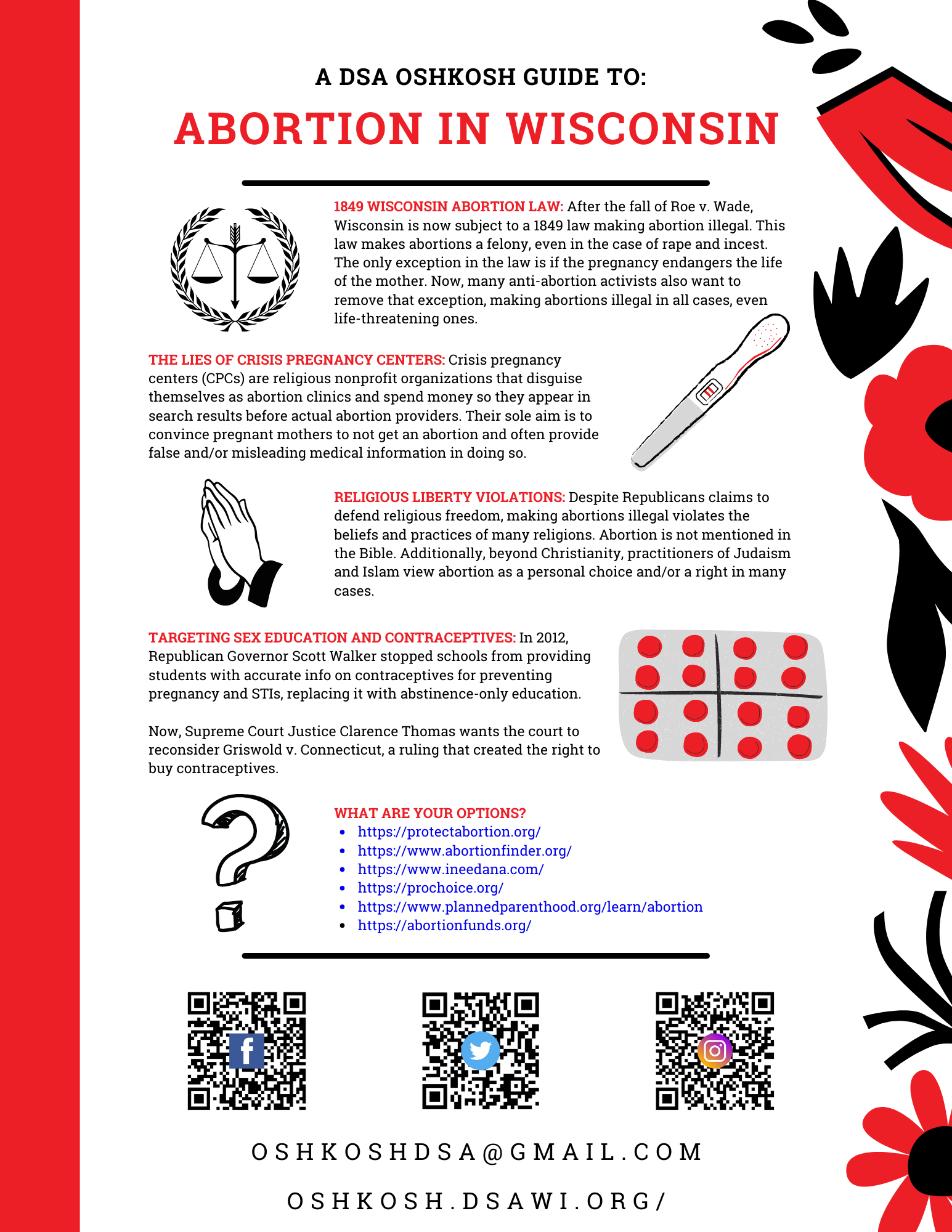 DSA Oshkosh abortion pamphlet infographic
